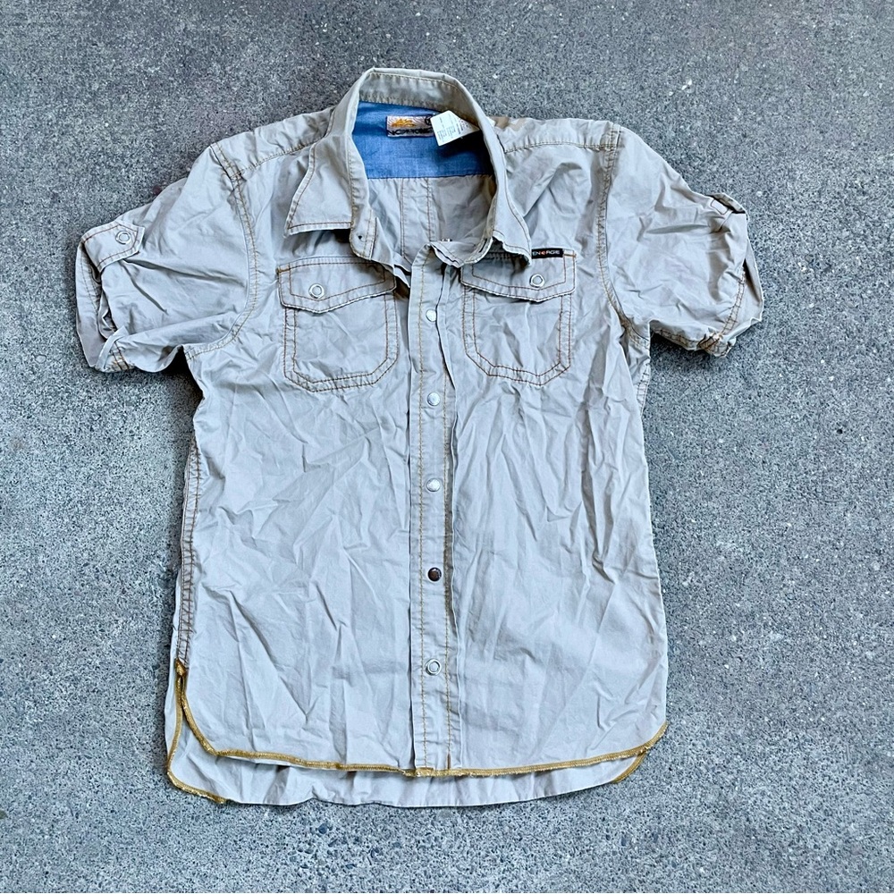Energie Men's Light Tan Casual Button Down Shirt
